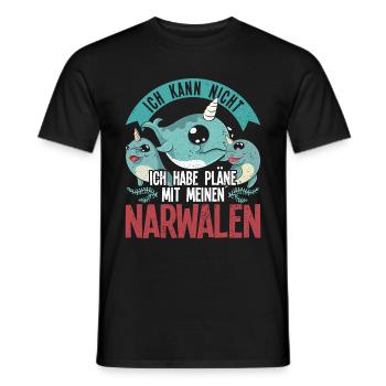 Ich kann nicht ich habe Pläne mit meinen Narwalen - Männer T-Shirt - Schwarz - Vorne - AI Model Male 178 light (178cm)