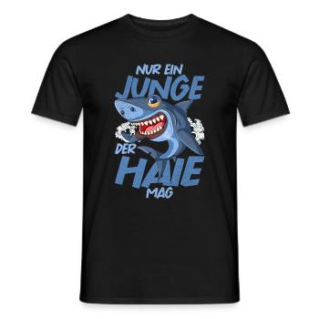 Nur ein Junge der Haie mag Ozean Tier Geschenk Hai - Männer T-Shirt - Schwarz - Vorne - AI Model Male 178 light (178cm)