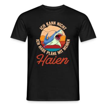 Retro Ozean Tier Raubtier Geschenk Lustiges Hai - Männer T-Shirt - Schwarz - Vorne - AI Model Male 178 light (178cm)