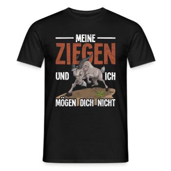Meine Ziegen und ich mögen dich nicht Bauer Ziege - Männer T-Shirt - Schwarz - Vorne - AI Model Male 178 light (178cm)