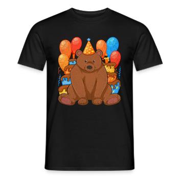 Brown Bear Forest Animal Birthday Party Gift Bear - Men's T-Shirt - black - Front - AI Model Male 178 light (178cm)