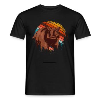 Animal Lover Forest Animal Gift Retro Bear - Men's T-Shirt - black - Front - AI Model Male 178 light (178cm)