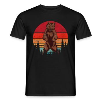 Retro Grizzly Bear Forest Animal Brown Bear Gift Bear - Men's T-Shirt - black - Front - AI Model Male 178 light (178cm)