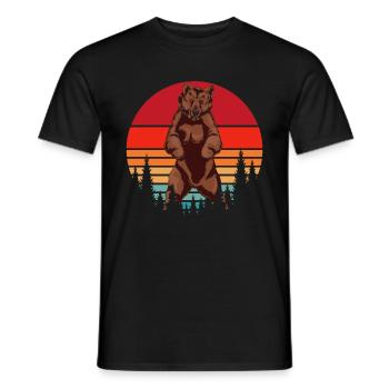 Braunbär Wald Tier Grizzly Bär Geschenk Retro Bär - Männer T-Shirt - Schwarz - Vorne - AI Model Male 178 light (178cm)