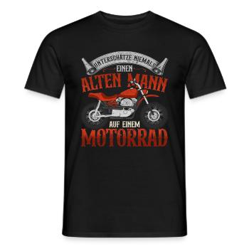 Unterschätze nie ein alten Mann auf einem Motorrad - Männer T-Shirt - Schwarz - Vorne - AI Model Male 178 light (178cm)