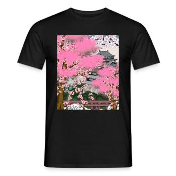 Japon Cadeau de fleur de cerisier japonais Sakura - T-shirt homme - noir - Devant - AI Model Male 178 light (178cm)