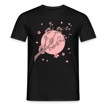 Japanese Moon Sakura Gift Cherry Blossoms - Men's T-Shirt - black - Front - AI Model Male 178 light (178cm)