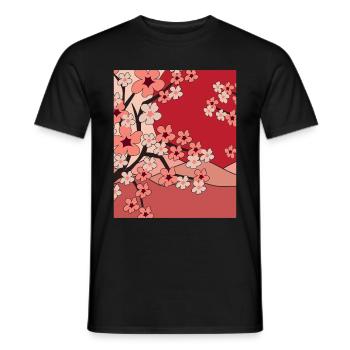Japonais Sakura Nature Cadeau Fleurs de cerisier - T-shirt homme - noir - Devant - AI Model Male 178 light (178cm)