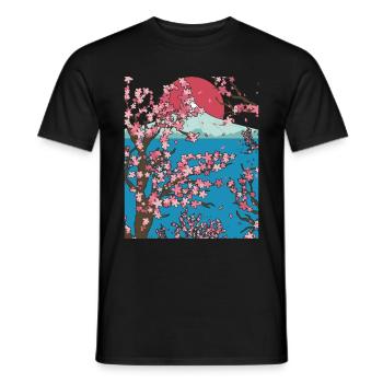 Japonais Sakura Cadeau Soleil Fleurs de Cerisier - T-shirt homme - noir - Devant - AI Model Male 178 light (178cm)