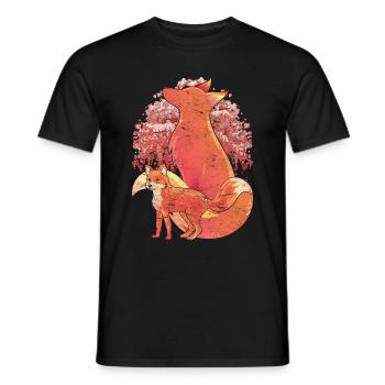 Forest Dweller Sakura Gift Cherry Blossom Fox - Men's T-Shirt - black - Front - AI Model Male 178 light (178cm)