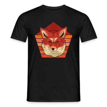 Retro Animal Lover Forest Animal Gift Fox - Men's T-Shirt - black - Front - AI Model Male 178 light (178cm)