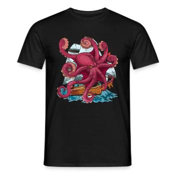 Kraken Meerestier Schiff Tier Geschenk Oktopus - Männer T-Shirt - Schwarz - Vorne - AI Model Male 178 light (178cm)