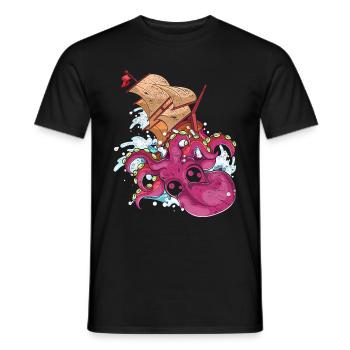 Oktopus Schiff Meeresbewohner Geschenk Kraken - Männer T-Shirt - Schwarz - Vorne - AI Model Male 178 light (178cm)