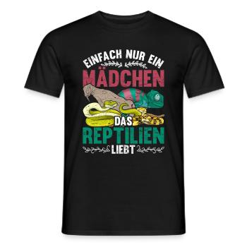 Einfach nur ein Mädchen das Reptilien liebt Reptil - Männer T-Shirt - Schwarz - Vorne - AI Model Male 178 light (178cm)