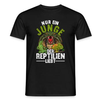 Nur ein Junge der Reptilien liebt Geschenk Reptil - Männer T-Shirt - Schwarz - Vorne - AI Model Male 178 light (178cm)