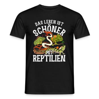 Gecko Schlange Waran Eidechse Geschenk Reptil - Männer T-Shirt - Schwarz - Vorne - AI Model Male 178 light (178cm)