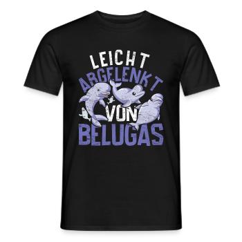 Beluga Wal Ozean Tier Leicht abgelenkt von Belugas - Männer T-Shirt - Schwarz - Vorne - AI Model Male 178 light (178cm)
