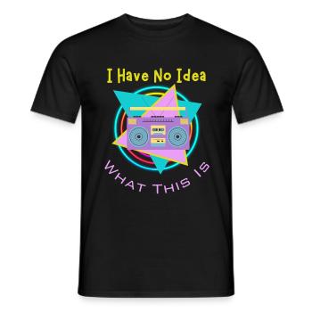 Je n’ai aucune idée de ce que c’est que la radio rétro des années 70 des années 80 - T-shirt homme - noir - Devant - AI Model Male 178 light (178cm)