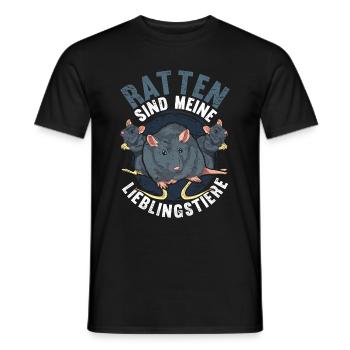 Ratten sind meine Lieblingstiere Lustiges Ratte - Männer T-Shirt - Schwarz - Vorne - AI Model Male 178 light (178cm)