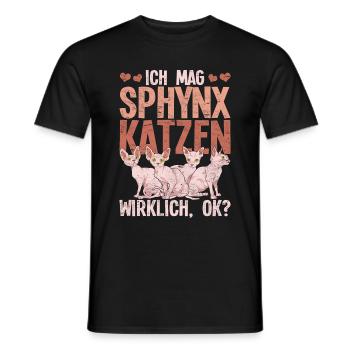 Ich mag Sphynx Katzen wirklich ok Sphynx Katze - Männer T-Shirt - Schwarz - Vorne - AI Model Male 178 light (178cm)