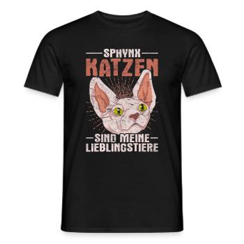 Sphynx Katzen sind meine Lieblingstiere Hauskatze - Männer T-Shirt - Schwarz - Vorne - AI Model Male 178 light (178cm)