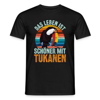 Das Leben ist schöner mit Tukanen Retro Tukan - Männer T-Shirt - Schwarz - Vorne - AI Model Male 178 light (178cm)