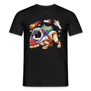 Frenchie Hunde Geschenk Astronaut Bulldogge - Männer T-Shirt - Schwarz - Vorne - AI Model Male 178 light (178cm)