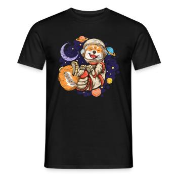 Kawaii Astronaut Dogs Gift Space Shiba Inu - Men's T-Shirt - black - Front - AI Model Male 178 light (178cm)