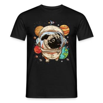 Galaxy Astronaut Dogs Gift Space Pug - Men's T-Shirt - black - Front - AI Model Male 178 light (178cm)