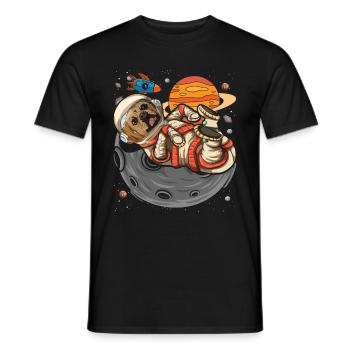 Universe Dogs Gift Space Astronaut Puggle - Men's T-Shirt - black - Front - AI Model Male 178 light (178cm)