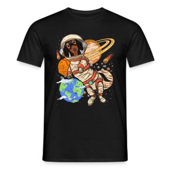 Galaxy Astronaut Dogs Gift Space Teckel - T-shirt homme - noir - Devant - AI Model Male 178 light (178cm)