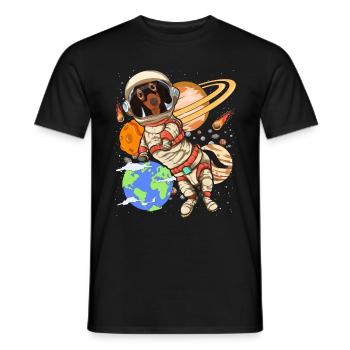 Universe Dogs Gift Space Astronaut Dachshund - Men's T-Shirt - black - Front - AI Model Male 178 light (178cm)