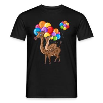 Africa Safari Animal Gift Mignon Ballon Girafe - T-shirt homme - noir - Devant - AI Model Male 178 light (178cm)
