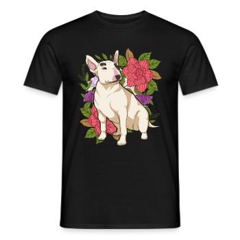 Hundeliebhaber Geschenk Blumen Hunde Bull Terrier - Männer T-Shirt - Schwarz - Vorne - AI Model Male 178 light (178cm)
