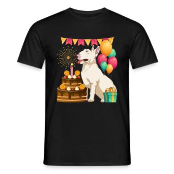 Birthday Party Dogs Gift Bull Terrier - Men's T-Shirt - black - Front - AI Model Male 178 light (178cm)