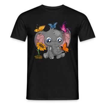 Cute Africa Animal Gift Butterfly Elephant - Men's T-Shirt - black - Front - AI Model Male 178 light (178cm)