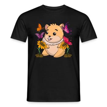 Blumen Haustier Geschenk Schmetterling Hamster - Männer T-Shirt - Schwarz - Vorne - AI Model Male 178 light (178cm)