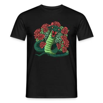 Roses Snake Animal Lover Reptile Gift Cobra - Men's T-Shirt - black - Front - AI Model Male 178 light (178cm)