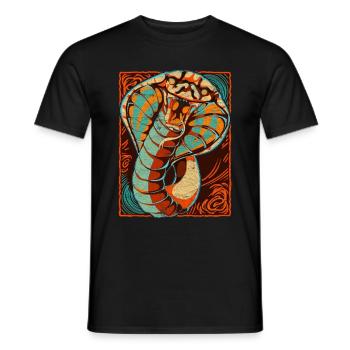 Reptilien Schlange Geschenk Farbenfrohes Kobra - Männer T-Shirt - Schwarz - Vorne - AI Model Male 178 light (178cm)