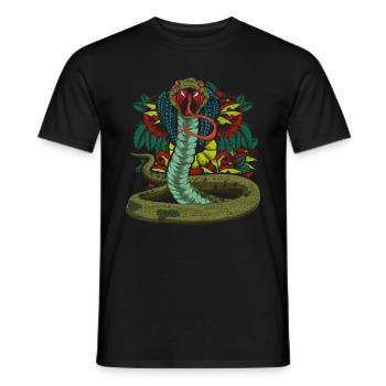 Tropical Flowers Reptile Snake Gift Cobra - Men's T-Shirt - black - Front - AI Model Male 178 light (178cm)