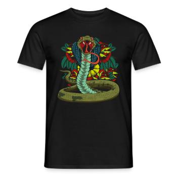 Predator Snake Gift Exotic Flower Cobra - Men's T-Shirt - black - Front - AI Model Male 178 light (178cm)