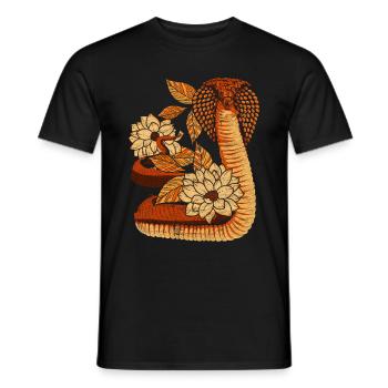 Vintage Flower Snake Gift Reptile Cobra - Men's T-Shirt - black - Front - AI Model Male 178 light (178cm)