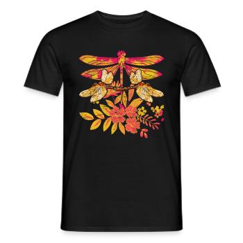 Bunte Blumen Insekt Tierliebhaber Geschenk Libelle - Männer T-Shirt - Schwarz - Vorne - AI Model Male 178 light (178cm)