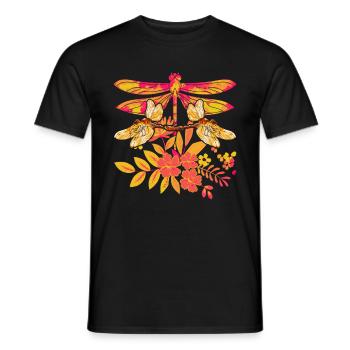 Insecte Animal Cadeau Libellule Florale Colorée - T-shirt homme - noir - Devant - AI Model Male 178 light (178cm)