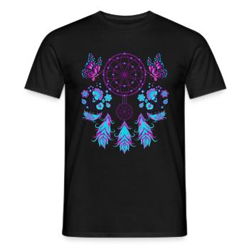 Feather Jewelry Boho Butterfly Dream Catcher - Men's T-Shirt - black - Front - AI Model Male 178 light (178cm)
