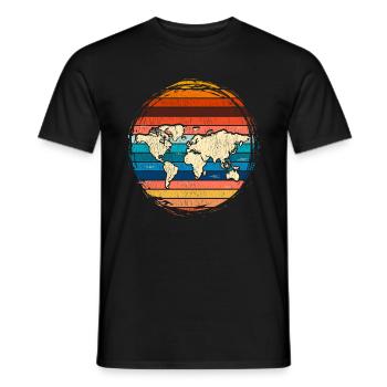 Landkarte Welt Reisen Geschenk Retro Weltkarte - Männer T-Shirt - Schwarz - Vorne - AI Model Male 178 light (178cm)