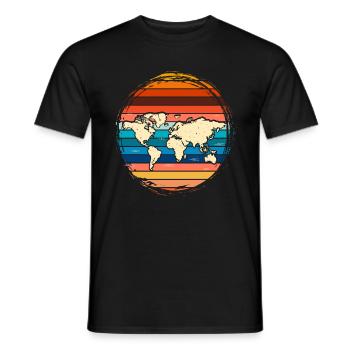 Retro Weltkarte - Männer T-Shirt - Schwarz - Vorne - AI Model Male 178 light (178cm)