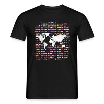 World Map Travel Map Gift Flag - Men's T-Shirt - black - Front - AI Model Male 178 light (178cm)