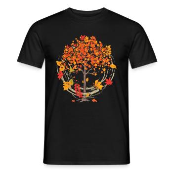Farbenfrohes Wald Laub Laubblätter Geschenk Herbst - Männer T-Shirt - Schwarz - Vorne - AI Model Male 178 light (178cm)