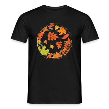 Bunte Laubblätter Wald Laub Geschenk Herbst - Männer T-Shirt - Schwarz - Vorne - AI Model Male 178 light (178cm)